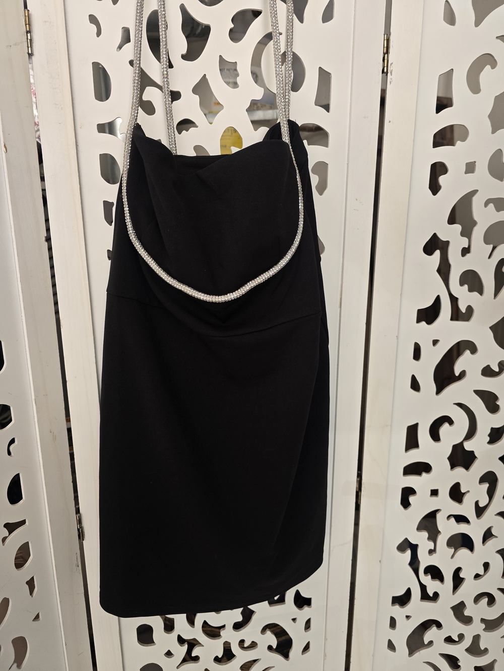 Showpo Black Mini Dress with Embellished Strap